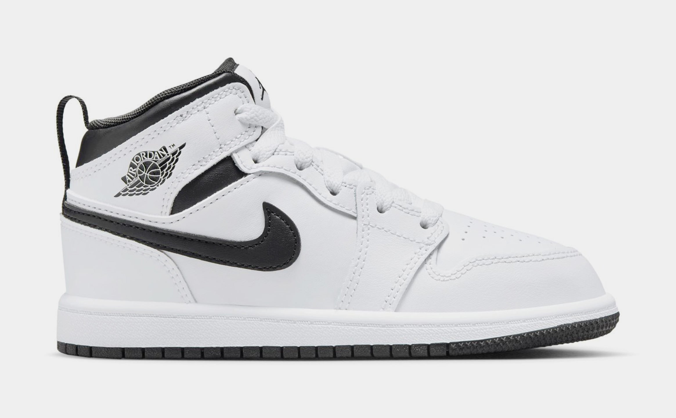 Air Jordan 1 Mid Preschool Basketball Shoes (White/Black)