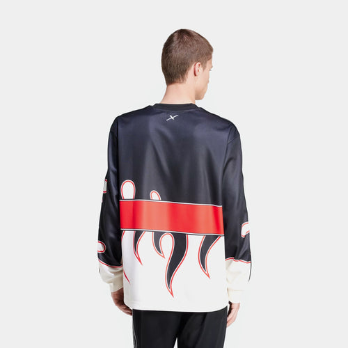 100 Thieves Flames Mens Long Sleeve Shirt (Black/Red)